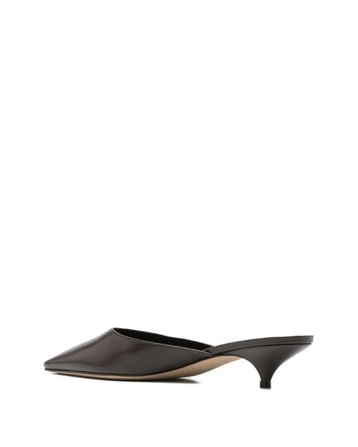 The Row White Pointed Leather Mules