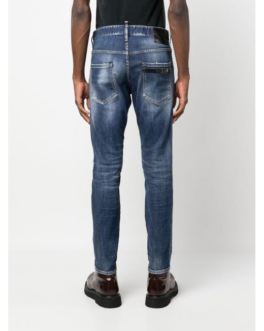 DSquared² Icon Distressed Skinny Jeans in het Blue voor heren