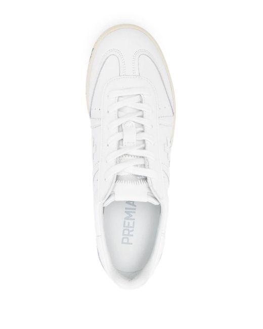Premiata White Bonnied 6766 Leather Sneakers