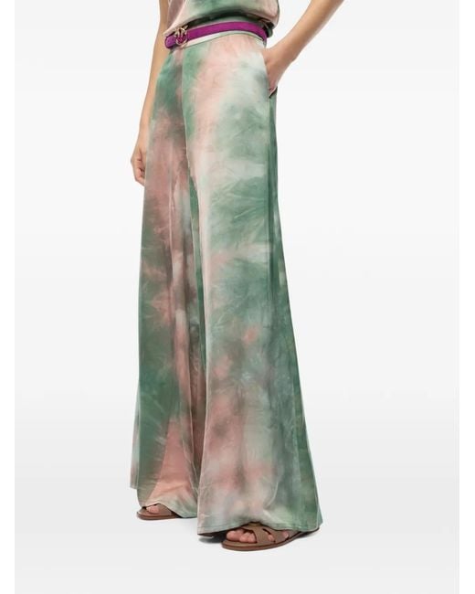 Pinko Green Gradient Satin Trousers