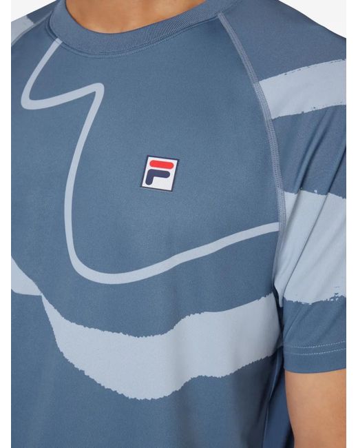 Fila Blue Abstract-Print Raglan-Sleeve T-Shirt for men