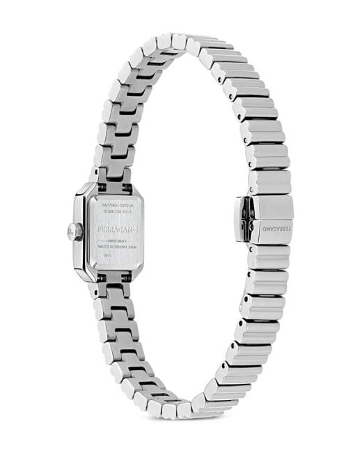 Ferragamo White Crystal Tank Petite 20Mm Watch