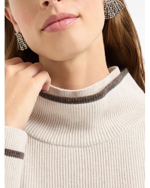Brunello Cucinelli ハイネック リブドレス White