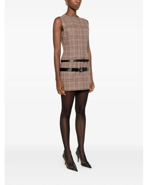 Coperni Brown Checkered Mini Dress