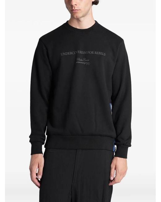 Undercover Black Slogan-Print Zip-Detail Sweater for men
