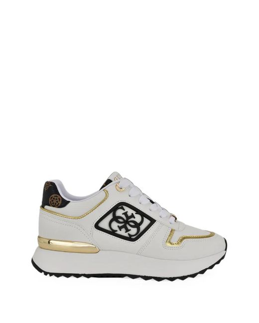 Guess White Koyaa 4G Logo-Patch Sneakers