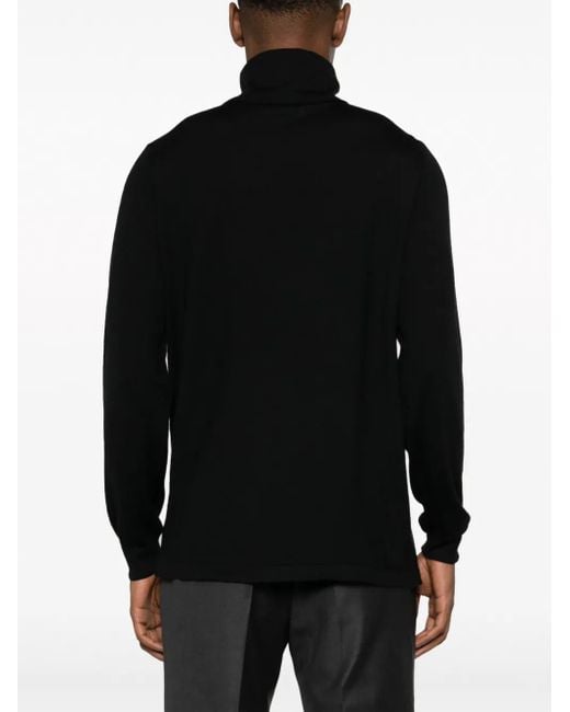 Eraldo Black Roll-Neck Wool-Blend Jumper for men