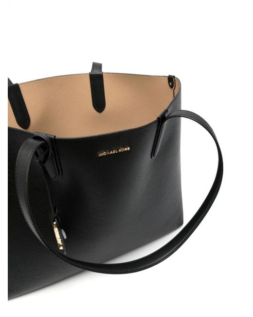 MICHAEL Michael Kors Black Eliza Xl Logo-Plaque Leather Tote Bag