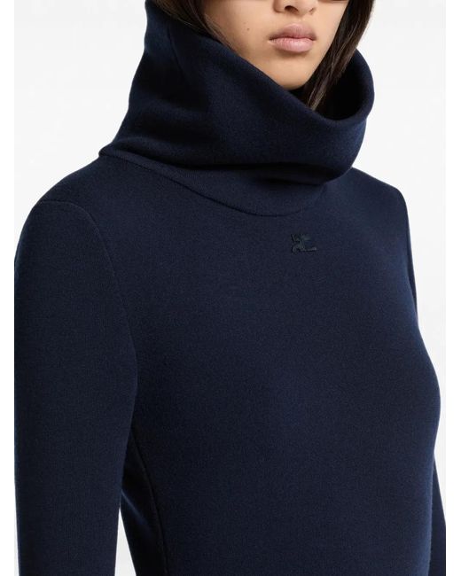 Courreges Blue Logo-Patch High-Neck Sweater