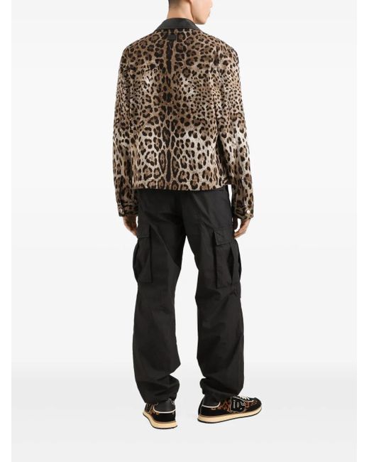 Dolce & Gabbana Black Leopard-Print Jacket for men