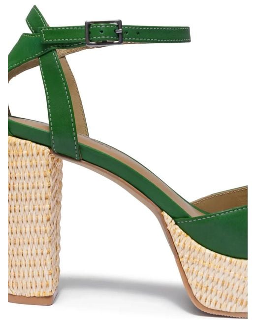 Bernardo Green Valeria Platform Block-Heel Sandals