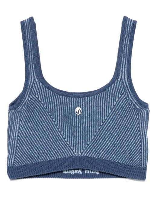 Palm Angels Blue Ribbed-Knit Tank Top