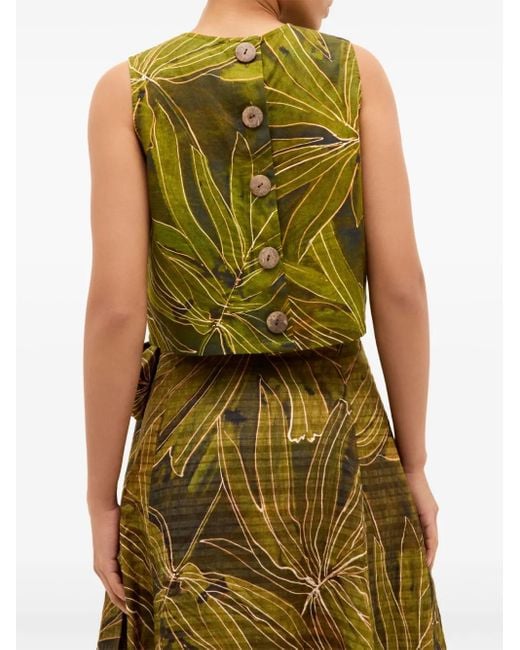 Marie Oliver Green Fallon Leaf-Print Top