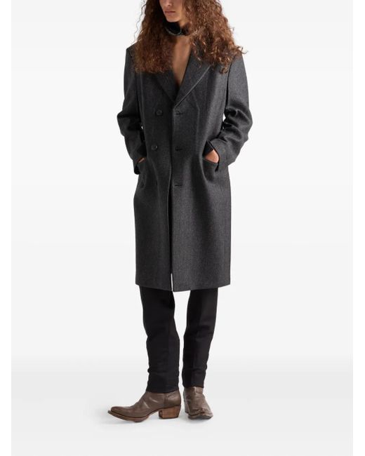 Prada Black Notched Wool Coat for men