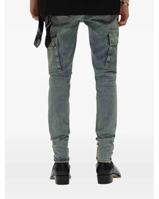 Purple Brand Blue Cargo Skinny Jeans for men