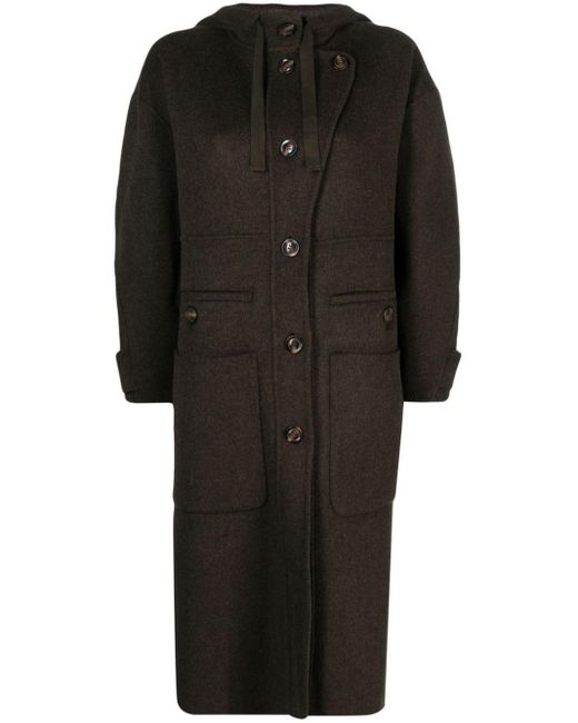 Soeur Black Hooded Wool-blend Coat