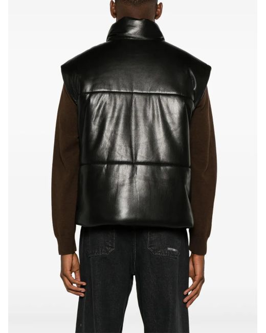 Nanushka Black Jovan Faux-Leather Quilted Gilet for men