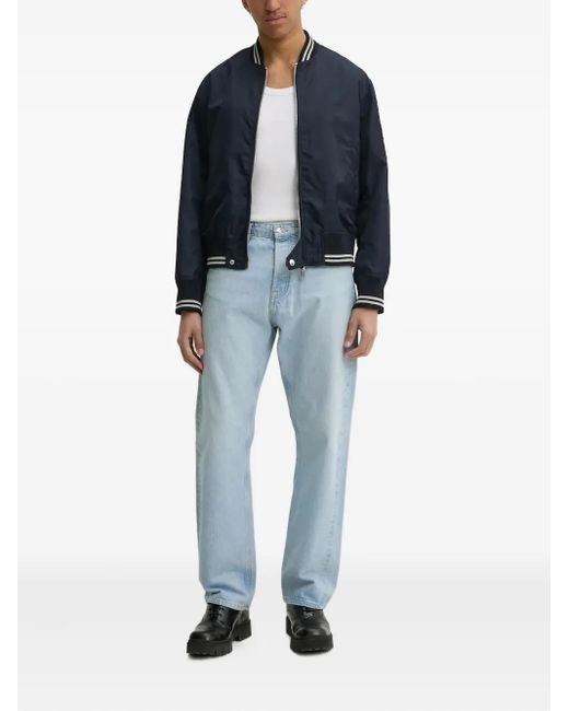 Iceberg Blue Ribbed-Trim Bomber Jacket for men