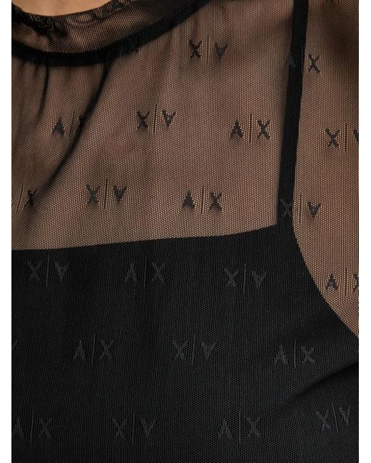 ARMANI EXCHANGE Black T-Shirt mit Logo-Muster