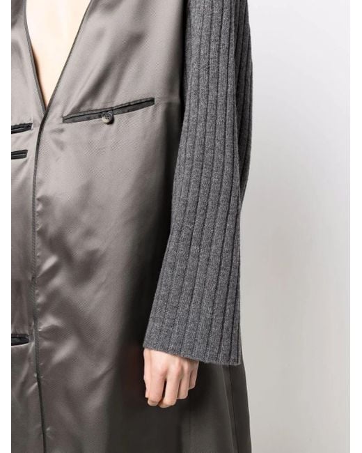 Maison Margiela Gray Contrasting-Sleeves V-Neck Dress