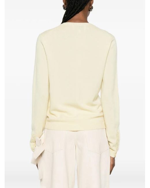 Bompard White Buttoned Round-Neck Cardigan