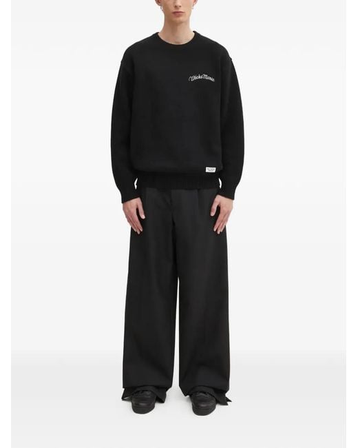 Wacko Maria Logo-Embroidered Sweater in Black for Men | Lyst