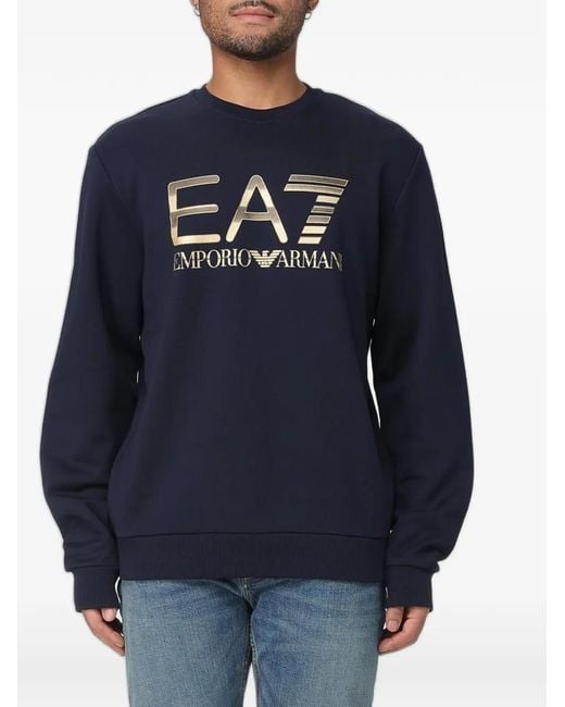 EA7 Blue Ea7 Logo-Print Sweater for men