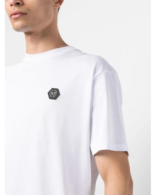 Philipp Plein White Logo-Print Short-Sleeved T-Shirt for men