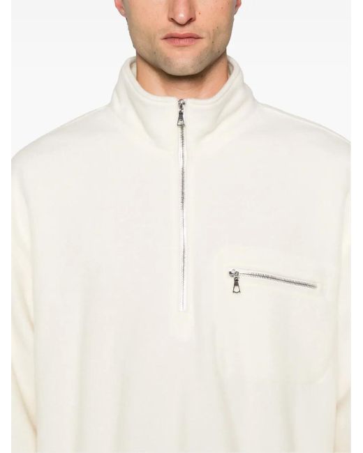 Rier White High-Neck Fleece Sweatshirt for men