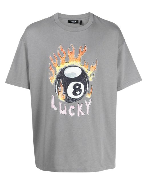 FIVE CM Gray Graphic-print Cotton T-shirt for men