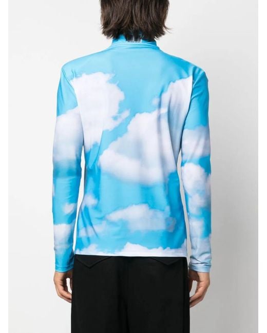 VTMNTS Blue Cloud-Print High-Neck Top for men