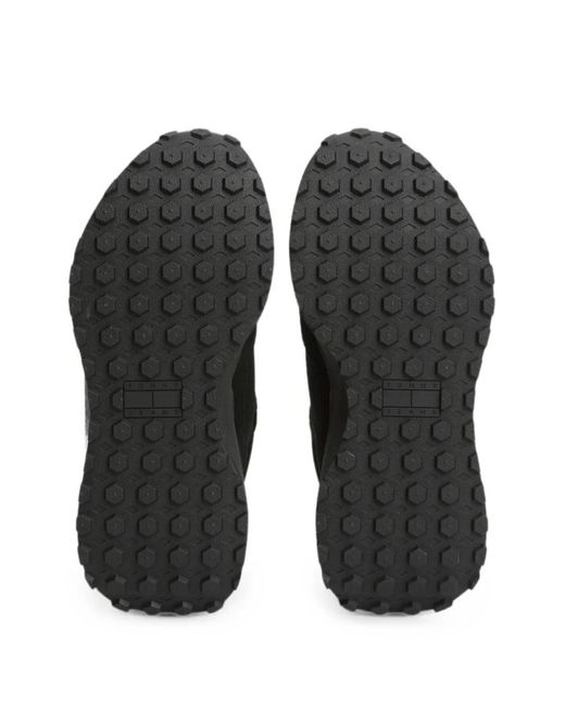 Tommy Hilfiger Black Logo-Patch Lace-Up Sneakers