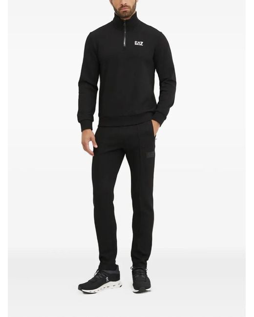 EA7 Black Zip-Up Sweatshirt for men