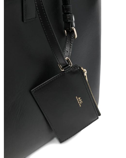 A.P.C. Black Le Drummer Leather Tote Bag