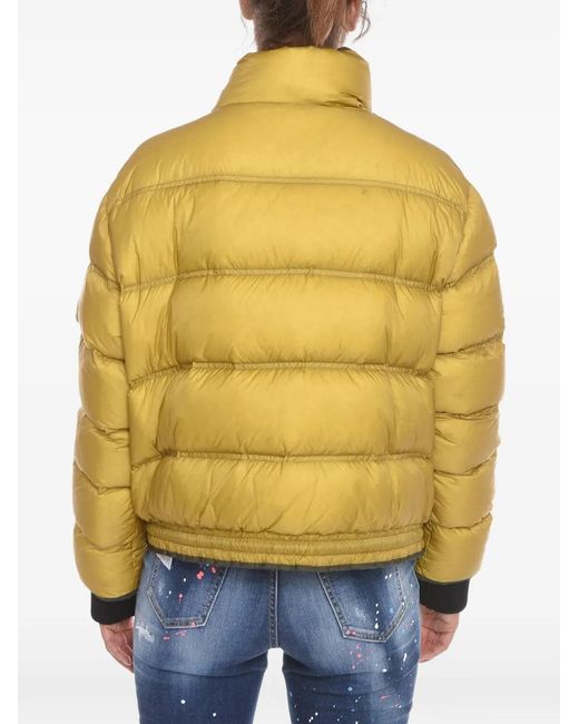 DSquared² Yellow Logo-Print Quilted Jacket