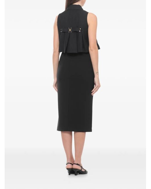 Elisabetta Franchi Black Pleated Cropped Shirt