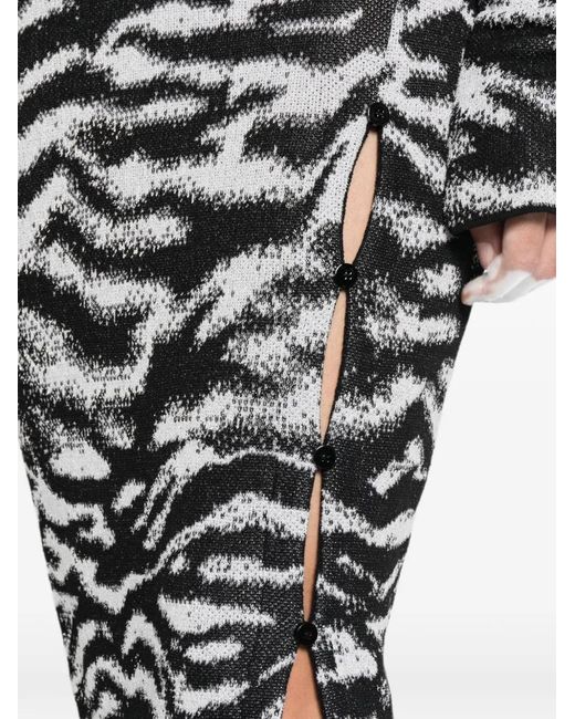 The Attico White Zebra-Print Backless Midi Dress