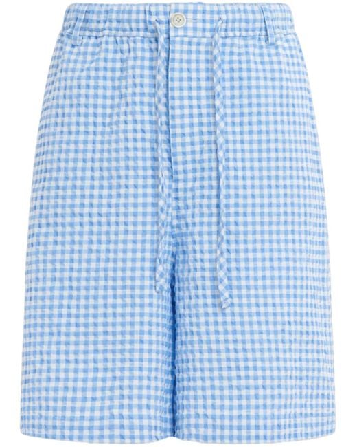 Marni Blue Check-Pattern Shorts for men