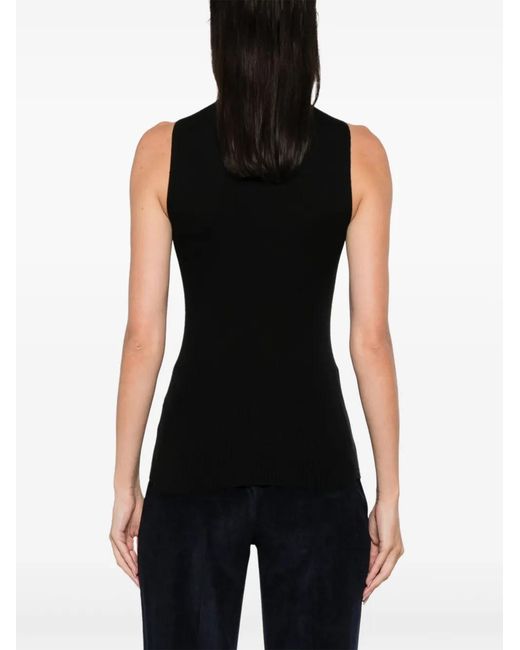 Peserico Black Ribbed-Knit Top