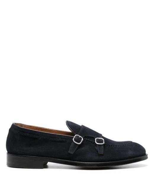 Doucal's Blue Double-Buckle Suede Shoes for men