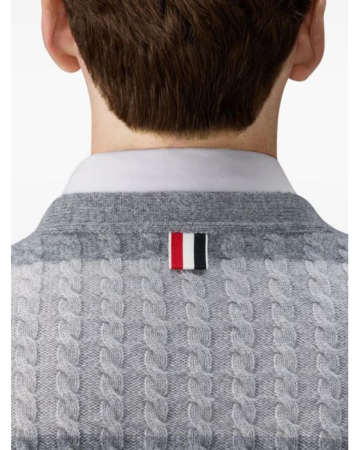 Thom Browne Gray Cardigan À 4 Bandes Signature for men