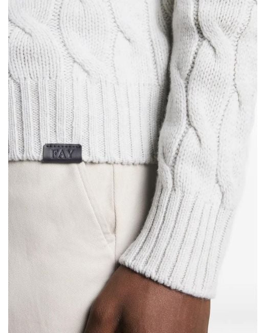 Fay Gray Cable Knit Roll-Neck Sweater for men