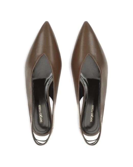 Sergio Rossi Brown Beak Leather Pumps