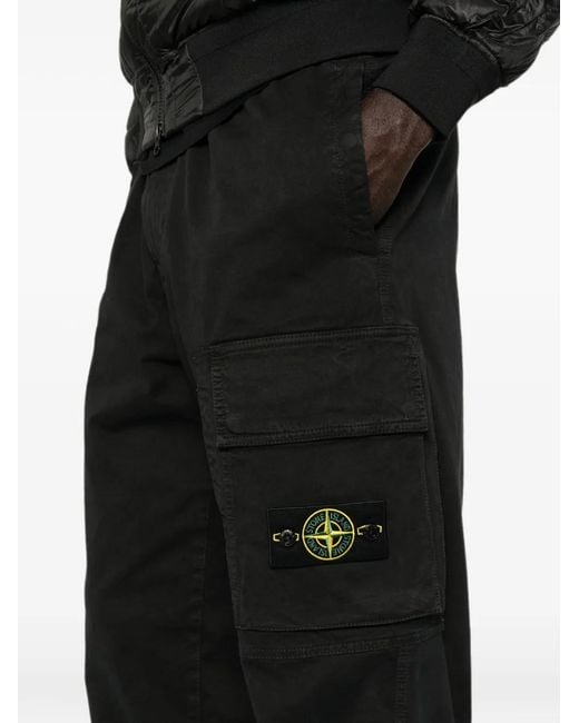 Stone Island Black Logo-Patch Cargo Pants for men