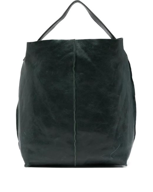 SOMMET Leren Shopper Met Gerafelde Afwerking in het Black