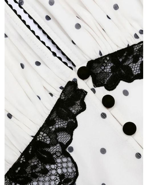 Self-Portrait Natural Lace-Trimmed Polka-Dot Dress