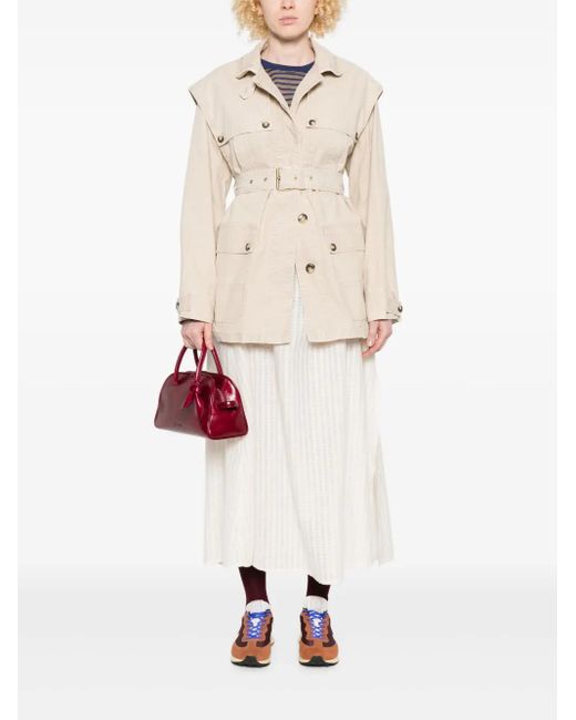 Isabel Marant Natural Belted Flap-Pocket Jacket