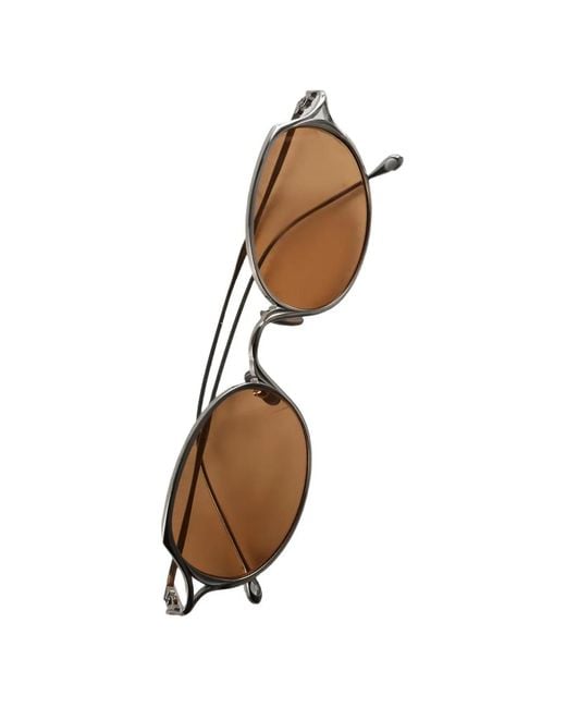 Rigards Natural Polished Titanium Oval-Frame Sunglasses