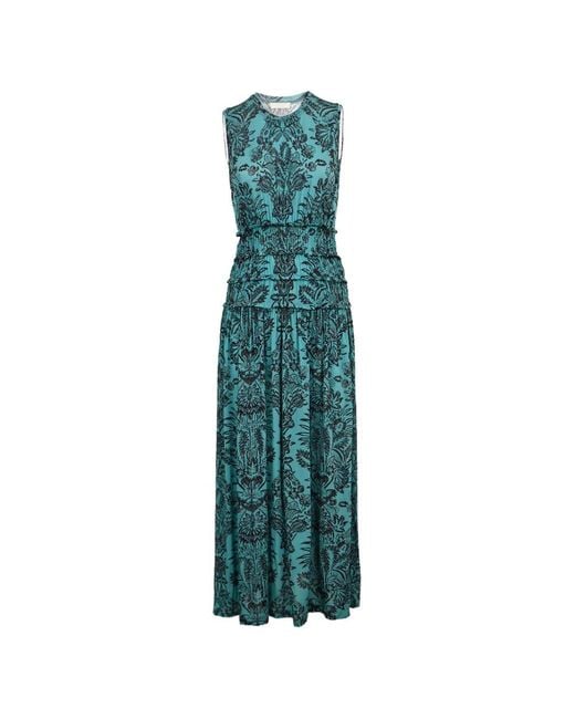 Ulla Johnson Green Robe Longue Kamaria À Fleurs