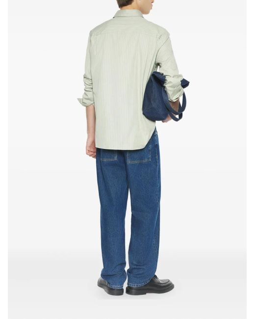 Maison Kitsuné White Striped-Pattern Shirt for men